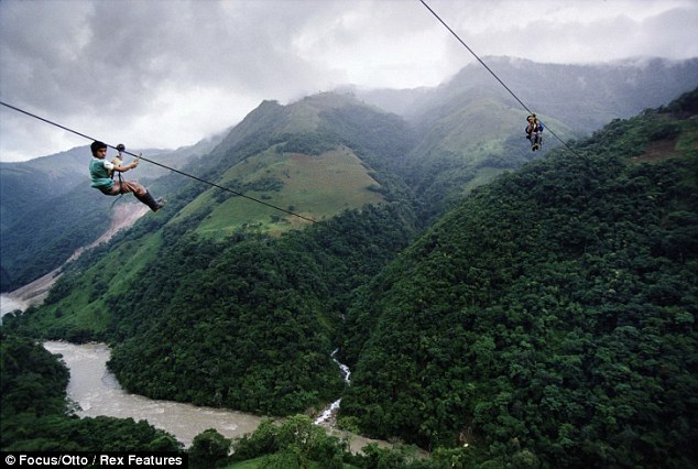 People crossing above Rio Negro
